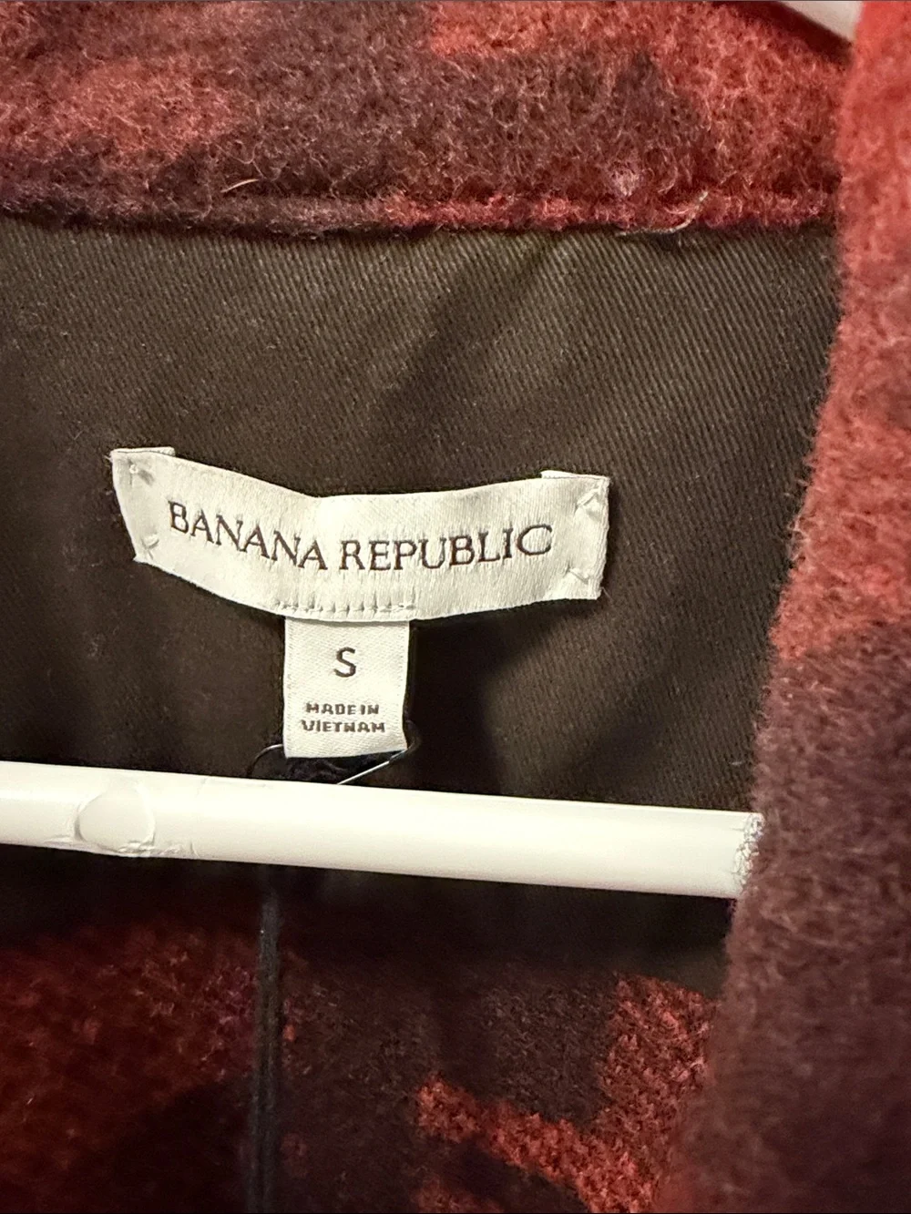 Banana Republic Red & Black Plaid Wool-Blend Shacket